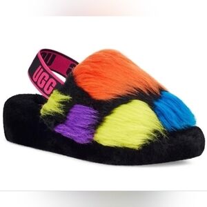 UGG Fluff Yeah Party Spots Sheepskin Slide Sandals Slippers